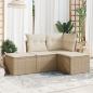 Preview: ARDEBO.de - 4-tlg. Garten-Sofagarnitur mit Kissen Beige Poly Rattan