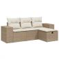 Preview: 4-tlg. Garten-Sofagarnitur mit Kissen Beige Poly Rattan