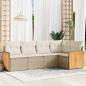 Preview: ARDEBO.de - 5-tlg. Garten-Sofagarnitur mit Kissen Beige Poly Rattan