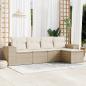Preview: ARDEBO.de - 5-tlg. Garten-Sofagarnitur mit Kissen Beige Poly Rattan