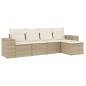 Preview: 5-tlg. Garten-Sofagarnitur mit Kissen Beige Poly Rattan