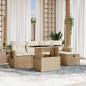 Preview: ARDEBO.de - 6-tlg. Garten-Sofagarnitur mit Kissen Beige Poly Rattan