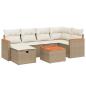 Preview: 7-tlg. Garten-Sofagarnitur mit Kissen Beige Poly Rattan