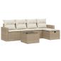 Preview: 6-tlg. Garten-Sofagarnitur mit Kissen Beige Poly Rattan