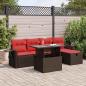 Preview: ARDEBO.de - 6-tlg. Garten-Sofagarnitur mit Kissen Braun Poly Rattan