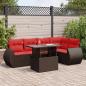 Preview: ARDEBO.de - 6-tlg. Garten-Sofagarnitur mit Kissen Braun Poly Rattan Akazie