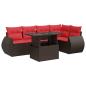 Preview: 6-tlg. Garten-Sofagarnitur mit Kissen Braun Poly Rattan Akazie