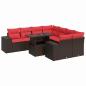 Preview: 9-tlg. Garten-Sofagarnitur mit Kissen Braun Poly Rattan Akazie