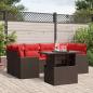Preview: ARDEBO.de - 7-teiliges Gartensofa-Set mit Kissen, braun, Polyrattan