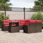 Preview: ARDEBO.de - 9-teiliges Gartensofa-Set mit Kissen, braun, Polyrattan