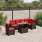 Preview: ARDEBO.de - 7-teiliges Gartensofa-Set mit Kissen, braun, Polyrattan