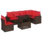 Preview: 7-teiliges Gartensofa-Set mit Kissen, braun, Polyrattan