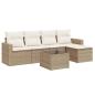 Preview: 6-tlg. Garten-Sofagarnitur mit Kissen Beige Poly Rattan