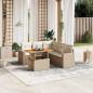 Preview: ARDEBO.de - 6-tlg. Garten-Sofagarnitur mit Kissen Beige Poly Rattan