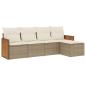 Preview: 5-tlg. Garten-Sofagarnitur mit Kissen Beige Poly Rattan