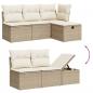 Preview: 5-tlg. Garten-Sofagarnitur mit Kissen Beige Poly Rattan