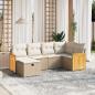 Preview: ARDEBO.de - 6-tlg. Garten-Sofagarnitur mit Kissen Beige Poly Rattan