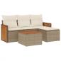 Preview: 5-tlg. Garten-Sofagarnitur mit Kissen Beige Poly Rattan