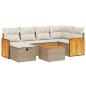 Preview: 7-tlg. Garten-Sofagarnitur mit Kissen Beige Poly Rattan
