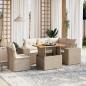 Preview: ARDEBO.de - 6-tlg. Garten-Sofagarnitur mit Kissen Beige Poly Rattan