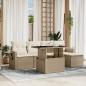 Preview: ARDEBO.de - 6-tlg. Garten-Sofagarnitur mit Kissen Beige Poly Rattan