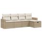 Preview: 5-tlg. Garten-Sofagarnitur mit Kissen Beige Poly Rattan