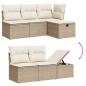 Preview: 5-tlg. Garten-Sofagarnitur mit Kissen Beige Poly Rattan