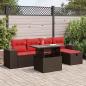 Preview: ARDEBO.de - 6-tlg. Garten-Sofagarnitur mit Kissen Braun Poly Rattan