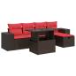 Preview: 6-tlg. Garten-Sofagarnitur mit Kissen Braun Poly Rattan