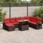 Preview: ARDEBO.de - 9-tlg. Garten-Sofagarnitur mit Kissen Braun Poly Rattan
