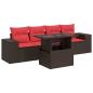 Preview: 5-tlg. Garten-Sofagarnitur mit Kissen Braun Poly Rattan Akazie
