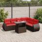 Preview: ARDEBO.de - 7-tlg. Garten-Sofagarnitur mit Kissen Braun Poly Rattan Akazie