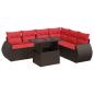 Preview: 7-tlg. Garten-Sofagarnitur mit Kissen Braun Poly Rattan Akazie