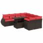 Preview: 9-tlg. Garten-Sofagarnitur mit Kissen Braun Poly Rattan Akazie