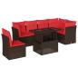 Preview: 7-teiliges Gartensofa-Set mit Kissen, braun, Polyrattan