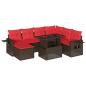 Preview: 8-teiliges Gartensofa-Set mit Kissen, braun, Polyrattan