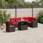 Preview: ARDEBO.de - 7-teiliges Gartensofa-Set mit Kissen, braun, Polyrattan