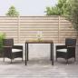 Preview: ARDEBO.de - 3-tlg. Garten-Essgruppe mit Kissen Schwarz Poly Rattan