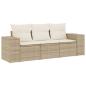 Preview: 3-tlg. Garten-Sofagarnitur mit Kissen Beige Poly Rattan