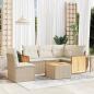 Preview: ARDEBO.de - 6-tlg. Garten-Sofagarnitur mit Kissen Beige Poly Rattan