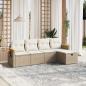 Preview: ARDEBO.de - 5-tlg. Garten-Sofagarnitur mit Kissen Beige Poly Rattan