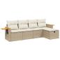Preview: 5-tlg. Garten-Sofagarnitur mit Kissen Beige Poly Rattan