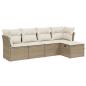Preview: 5-tlg. Garten-Sofagarnitur mit Kissen Beige Poly Rattan