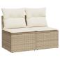 Preview: 2-tlg. Garten-Sofagarnitur mit Kissen Beige Poly Rattan Akazie