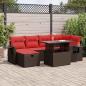 Preview: ARDEBO.de - 7-tlg. Garten-Sofagarnitur mit Kissen Braun Poly Rattan