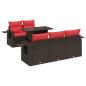 Preview: 6-tlg. Garten-Sofagarnitur mit Kissen Braun Poly Rattan Akazie