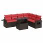 Preview: 7-tlg. Garten-Sofagarnitur mit Kissen Braun Poly Rattan Akazie