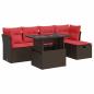 Preview: 6-tlg. Garten-Sofagarnitur mit Kissen Braun Poly Rattan Akazie
