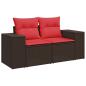 Preview: 6-tlg. Garten-Sofagarnitur mit Kissen Braun Poly Rattan Akazie