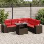 Preview: ARDEBO.de - 7-tlg. Garten-Sofagarnitur mit Kissen Braun Poly Rattan Akazie
